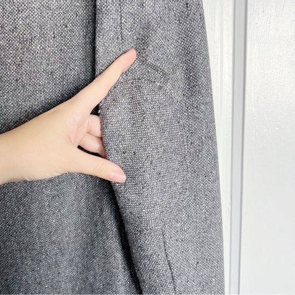 Banana Republic • Piped Grey Hack ing Jacket blazer two tone wool tweed long - Picture 11 of 12